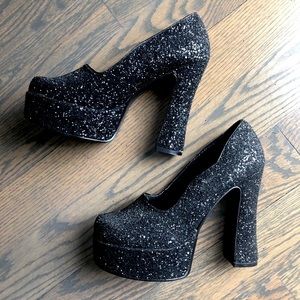 Sparkly Black Platform Hot Topic Heels